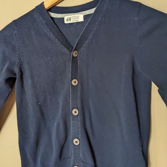 H&M Kids Blue Button-Down Long Sleeve V-Neck Cardigan Size 4-6 - Picture 2 of 4